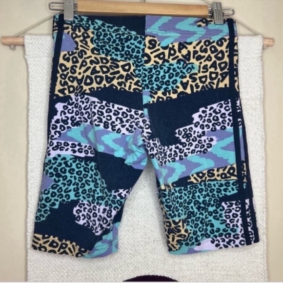 Adidas x Farm Rio Blue Leopard Print Biker Shorts Small - Picture 4 of 4